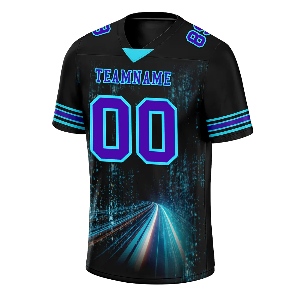 Custom Black Aqua Drift Fashion Purple Personalized Authentic Football Jersey FBJ02-bc0fb09 - Coolcustomize