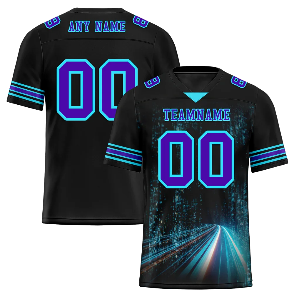 Custom Black Aqua Drift Fashion Purple Personalized Authentic Football Jersey FBJ02-bc0fb09 - Coolcustomize