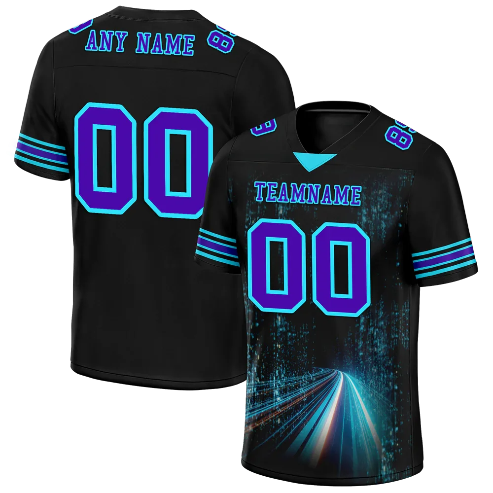 Custom Black Aqua Drift Fashion Purple Personalized Authentic Football Jersey FBJ02-bc0fb09 - Coolcustomize