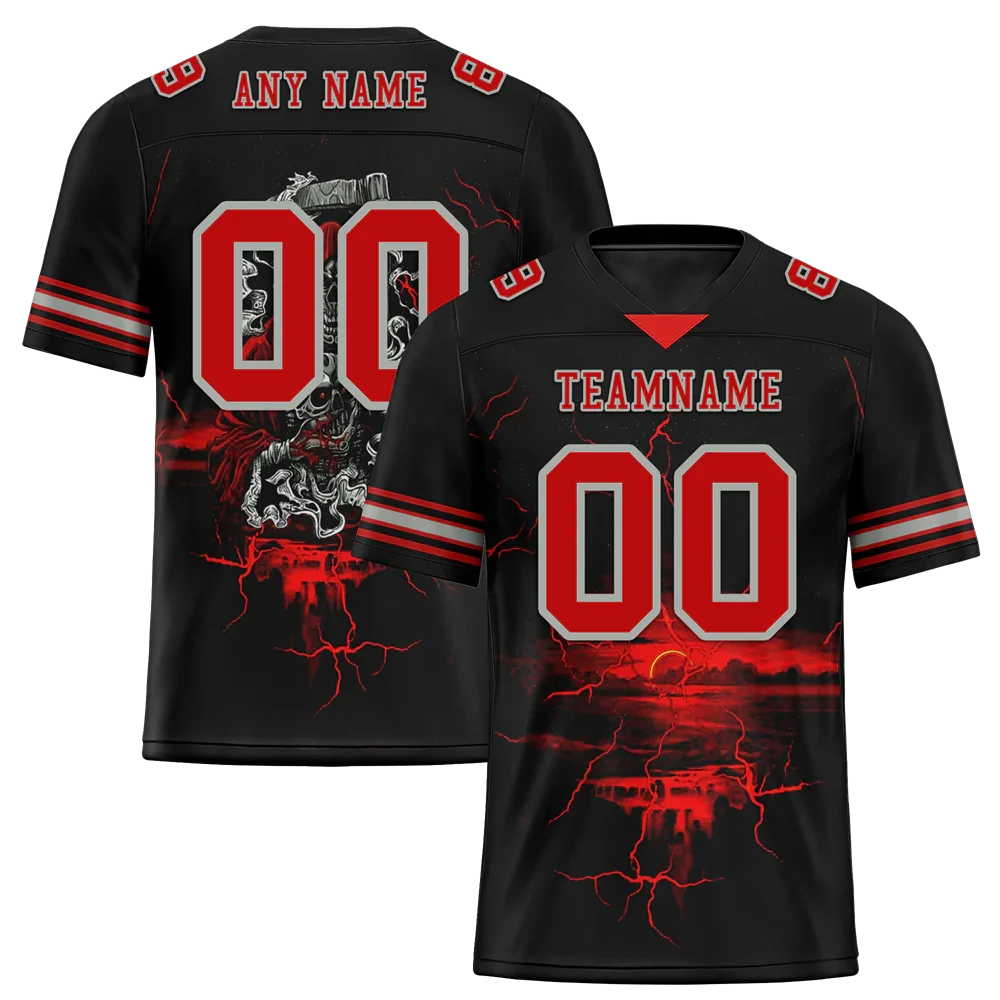 Custom Black Skull Fashion Red Personalized Authentic Football Jersey FBJ02-bc0fbaa - Coolcustomize