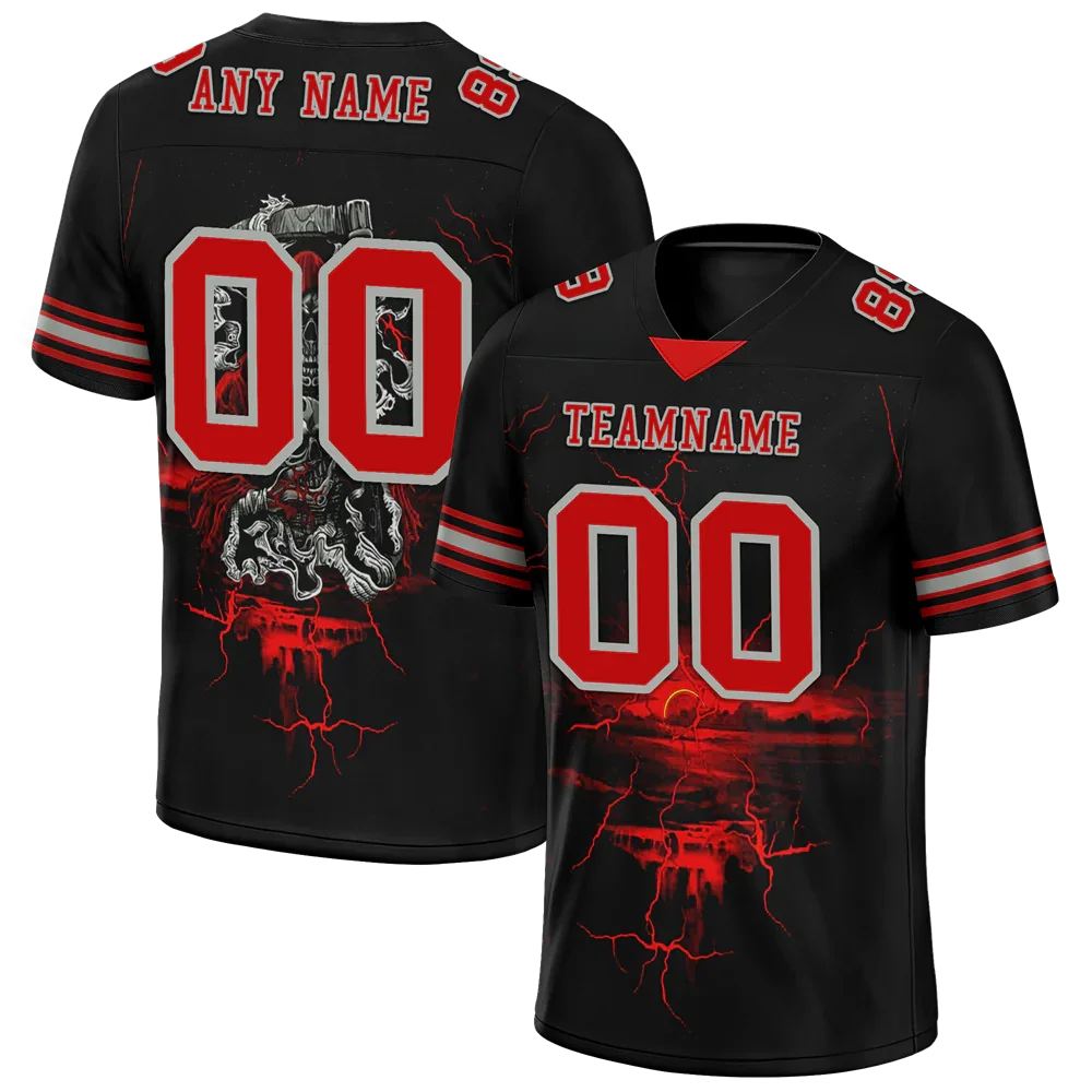 Custom Black Skull Fashion Red Personalized Authentic Football Jersey FBJ02-bc0fbaa - Coolcustomize