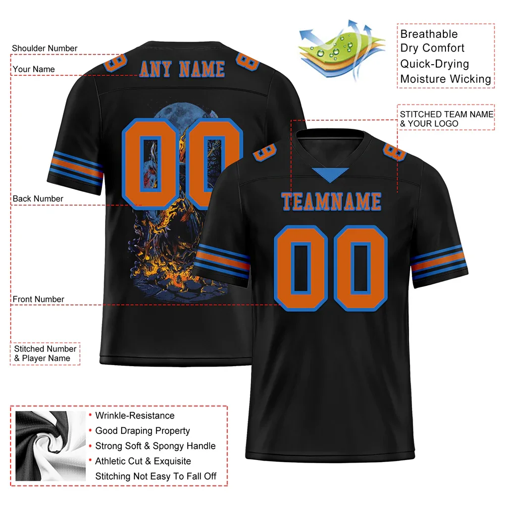 Custom Black Skull Fashion Brown Personalized Authentic Football Jersey FBJ02-bc0fbab - Coolcustomize