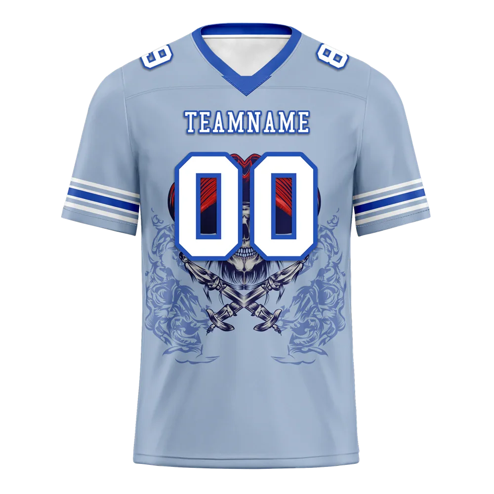 Custom Aqua Skull Fashion White Personalized Authentic Football Jersey FBJ02-bc0fbac - Coolcustomize