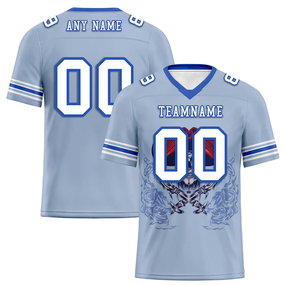 Custom Aqua Skull Fashion White Personalized Authentic Football Jersey FBJ02-bc0fbac - Coolcustomize
