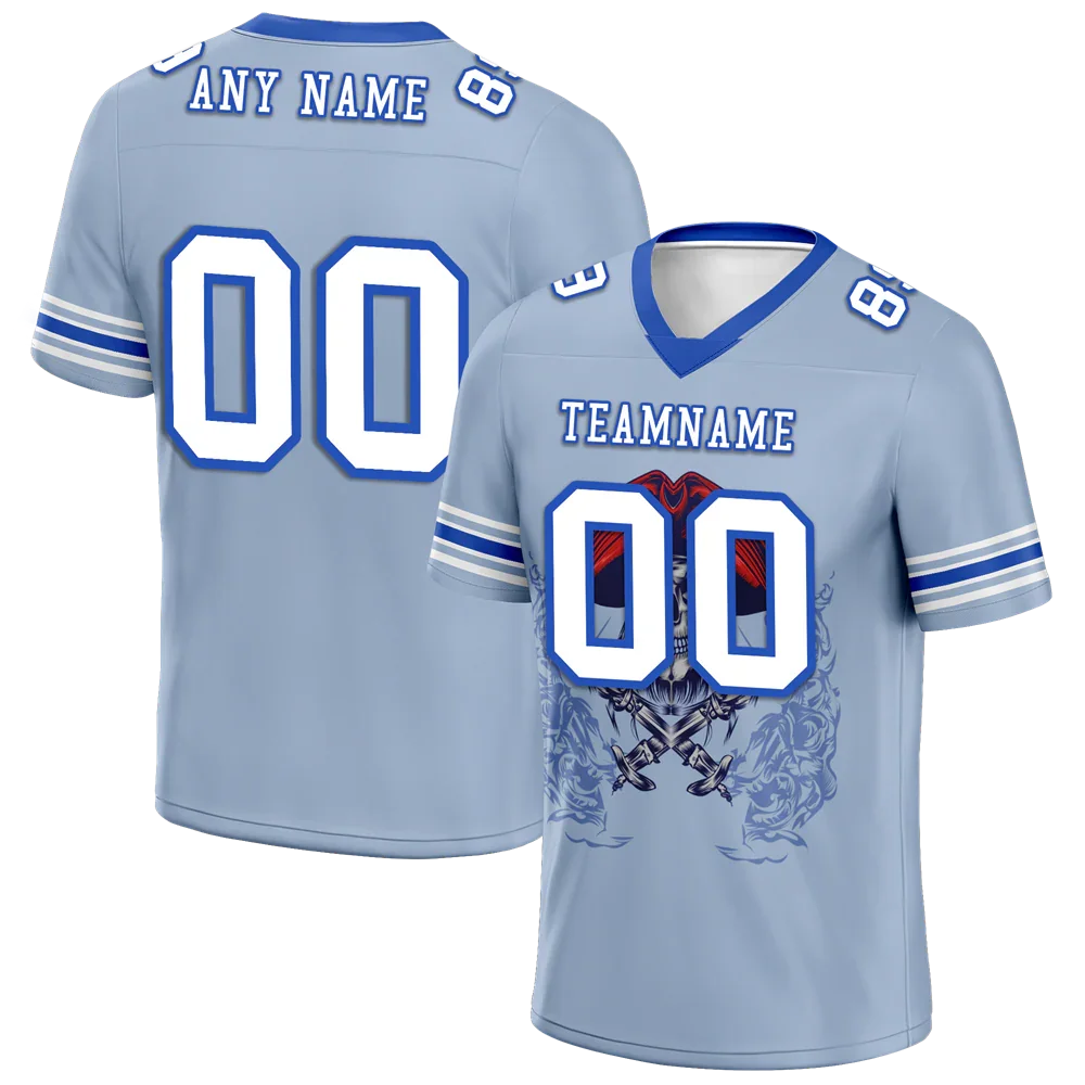 Custom Aqua Skull Fashion White Personalized Authentic Football Jersey FBJ02-bc0fbac - Coolcustomize