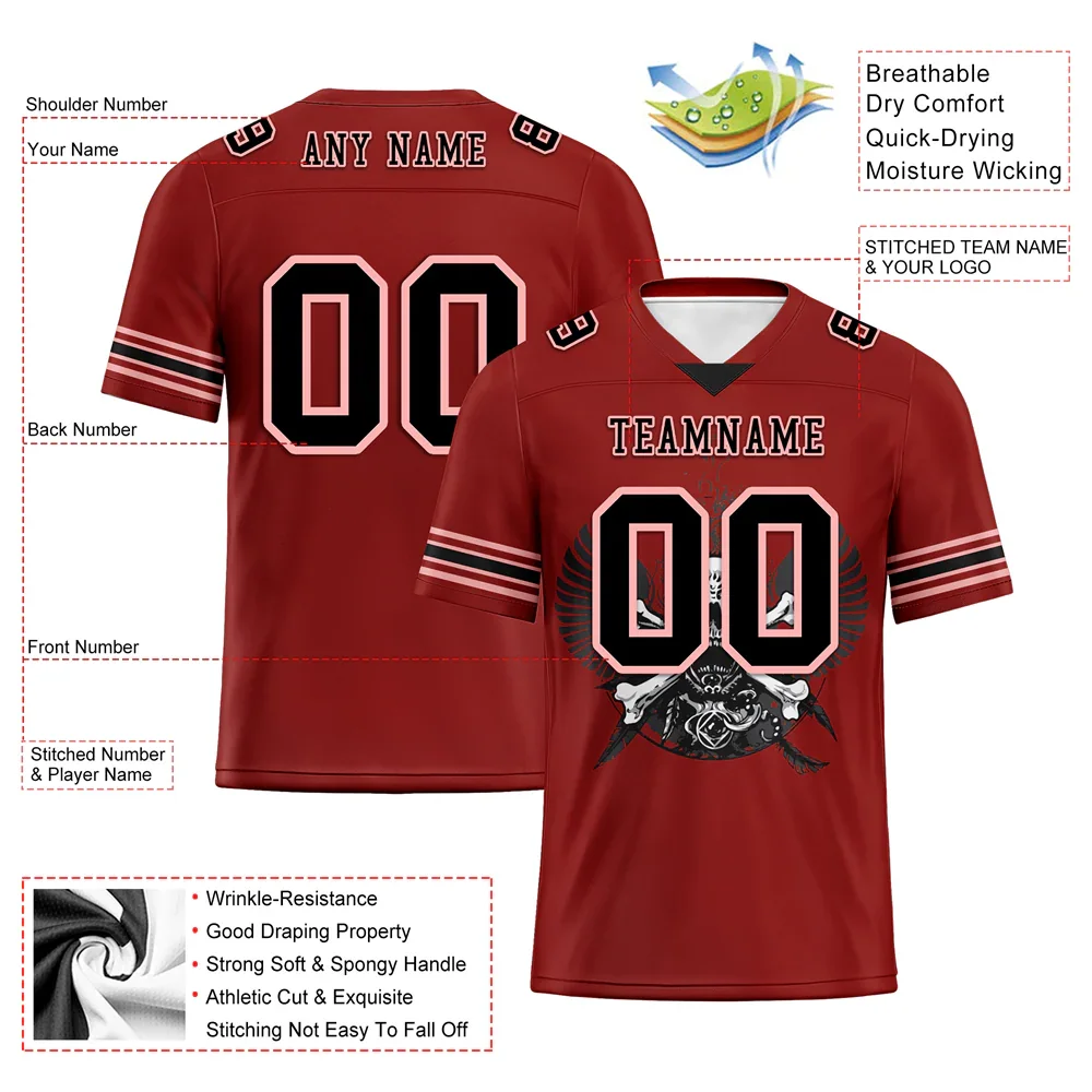 Custom Brown Skull Fashion Black Personalized Authentic Football Jersey FBJ02-bc0fbae - Coolcustomize
