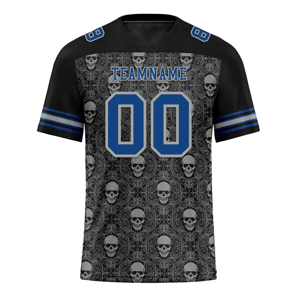 Custom Black Grey Skull Fashion Blue Personalized Authentic Football Jersey FBJ02-bc0fbaf - Coolcustomize