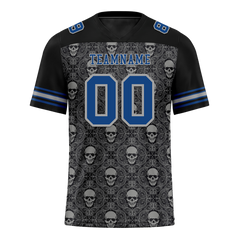 Custom Black Grey Skull Fashion Blue Personalized Authentic Football Jersey FBJ02-bc0fbaf