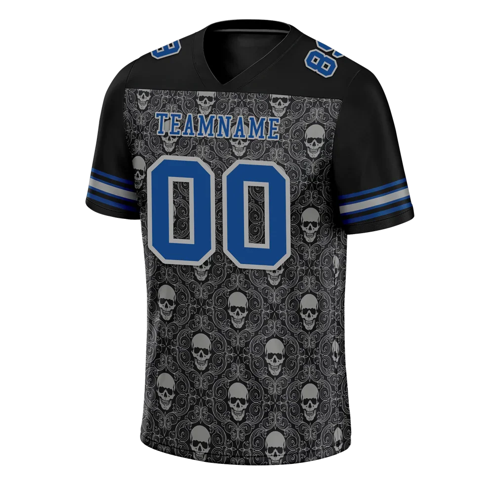 Custom Black Grey Skull Fashion Blue Personalized Authentic Football Jersey FBJ02-bc0fbaf - Coolcustomize