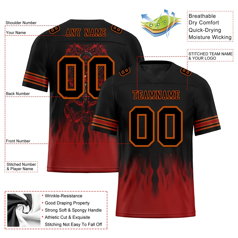 Custom Black Brown Skull Fashion Black Personalized Authentic Football Jersey FBJ02-bc0fba7 - Coolcustomize