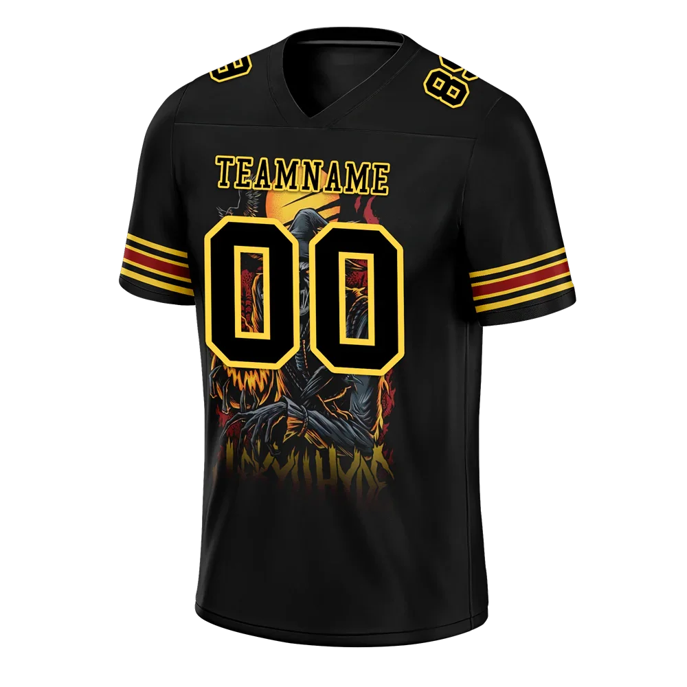 Custom Black Skull Fashion Black Personalized Authentic Football Jersey FBJ02-bc0fba8 - Coolcustomize