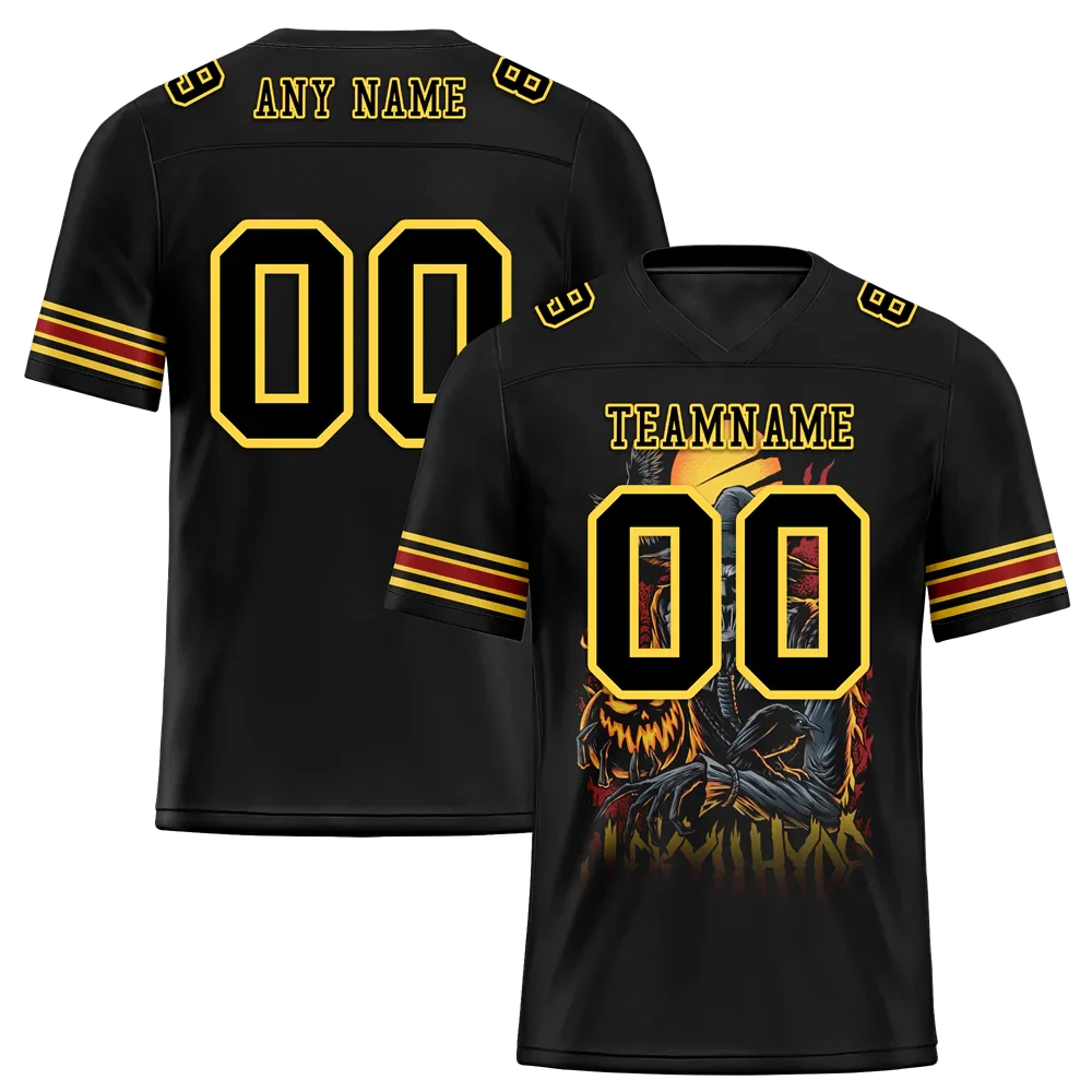 Custom Black Skull Fashion Black Personalized Authentic Football Jersey FBJ02-bc0fba8 - Coolcustomize