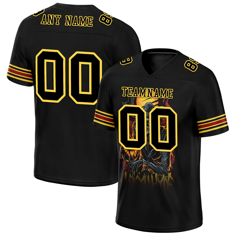 Custom Black Skull Fashion Black Personalized Authentic Football Jersey FBJ02-bc0fba8 - Coolcustomize