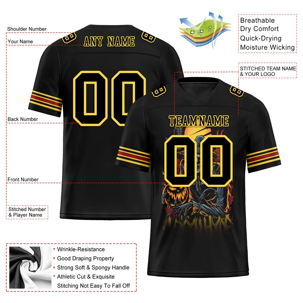 Custom Black Skull Fashion Black Personalized Authentic Football Jersey FBJ02-bc0fba8 - Coolcustomize
