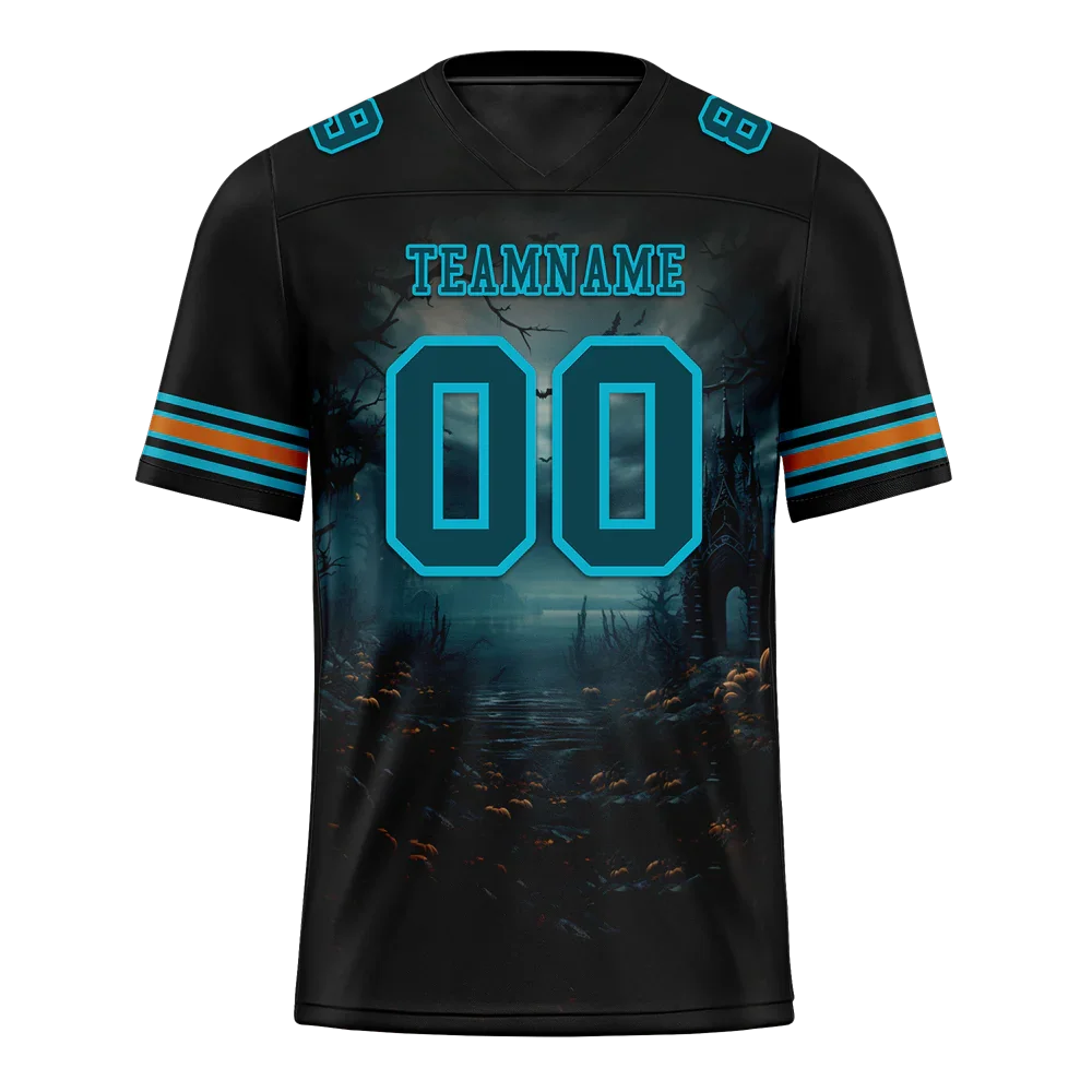 Custom Black Skull Fashion Aqua Personalized Authentic Football Jersey FBJ02-bc0fba9 - Coolcustomize
