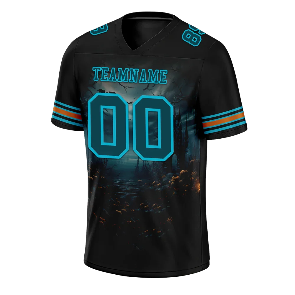 Custom Black Skull Fashion Aqua Personalized Authentic Football Jersey FBJ02-bc0fba9 - Coolcustomize