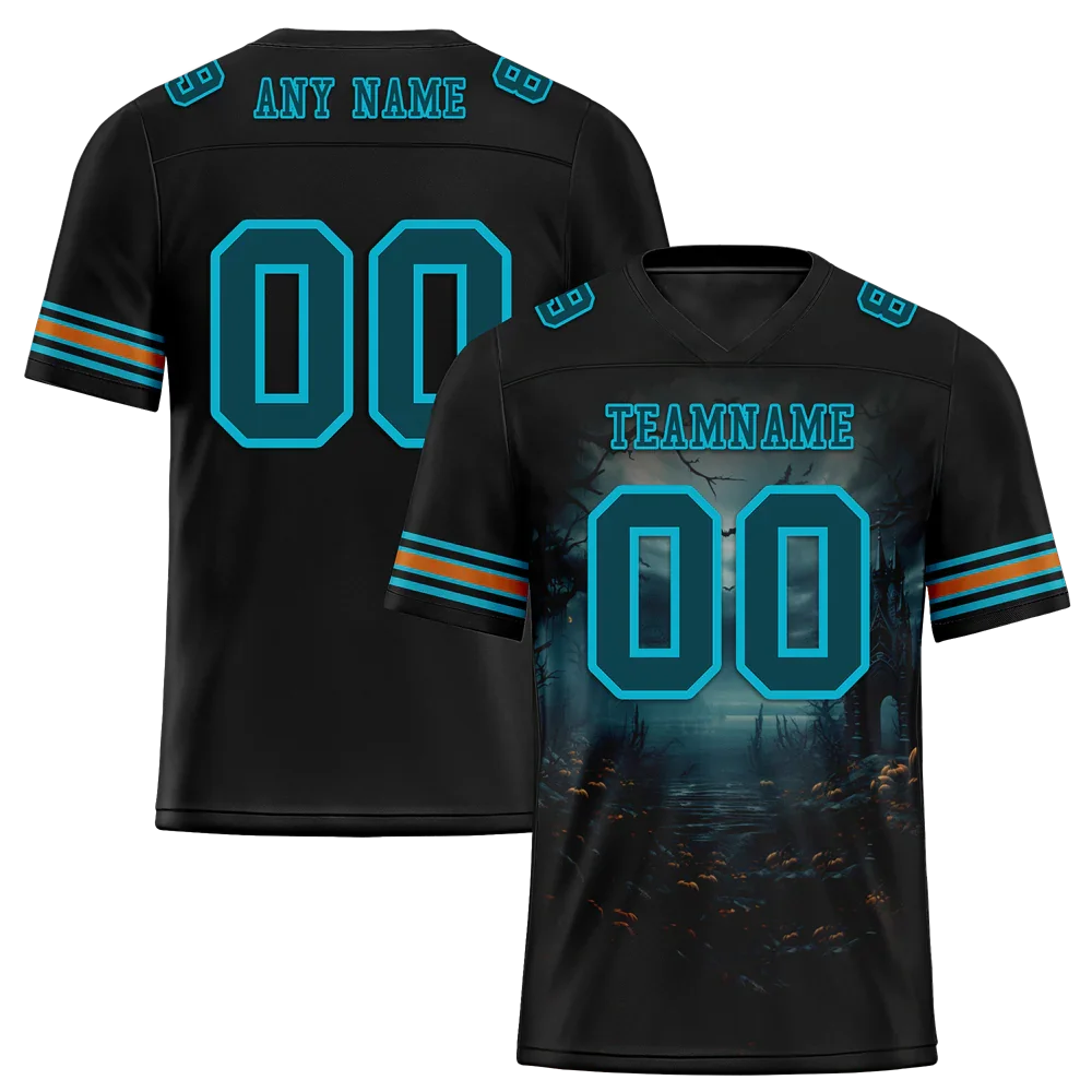 Custom Black Skull Fashion Aqua Personalized Authentic Football Jersey FBJ02-bc0fba9 - Coolcustomize