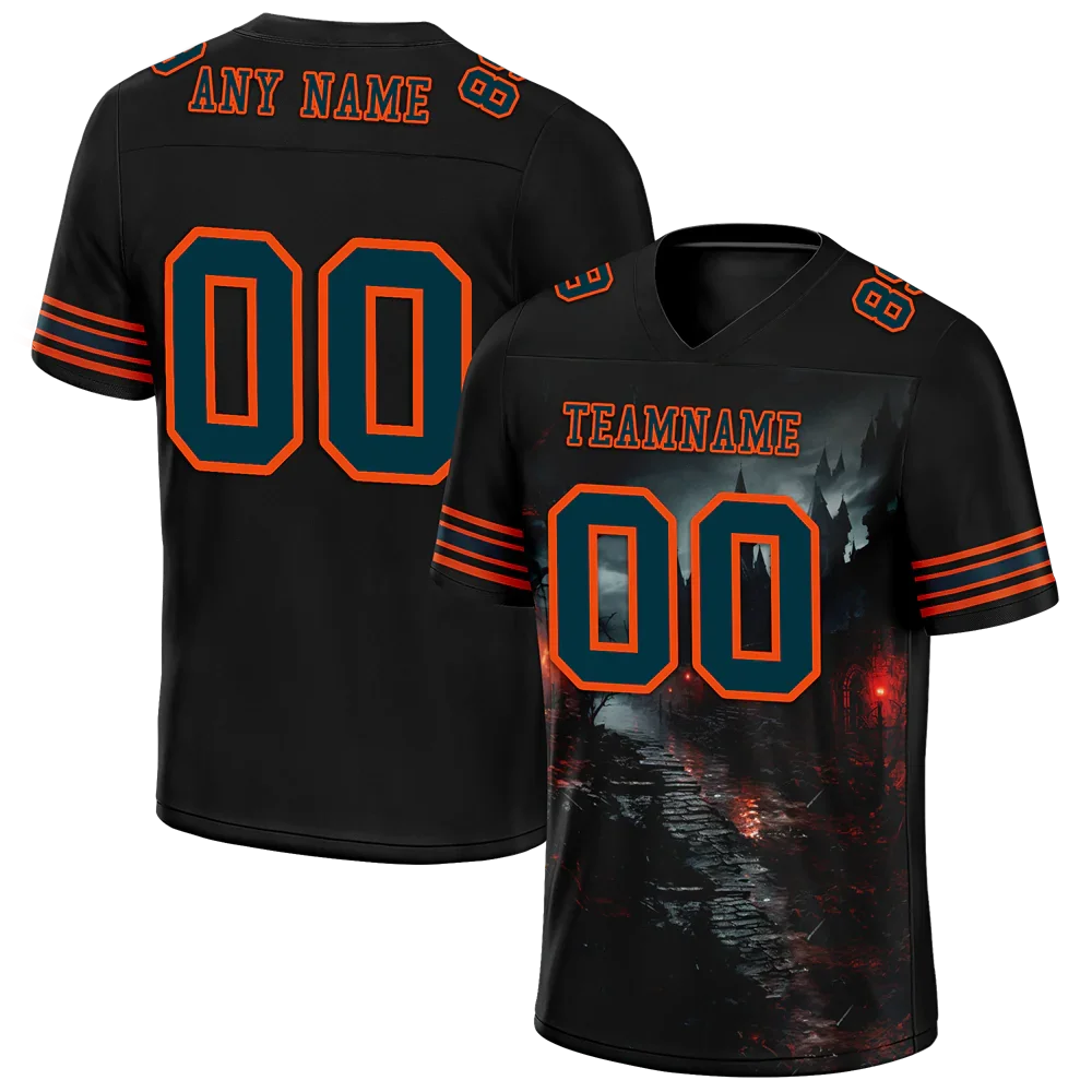 Custom Black Skull Fashion Black Personalized Authentic Football Jersey FBJ02-bc0fbb0 - Coolcustomize