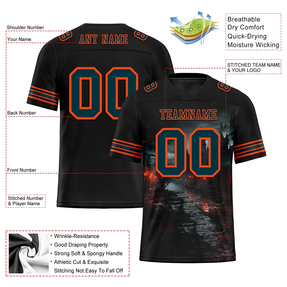 Custom Black Skull Fashion Black Personalized Authentic Football Jersey FBJ02-bc0fbb0 - Coolcustomize