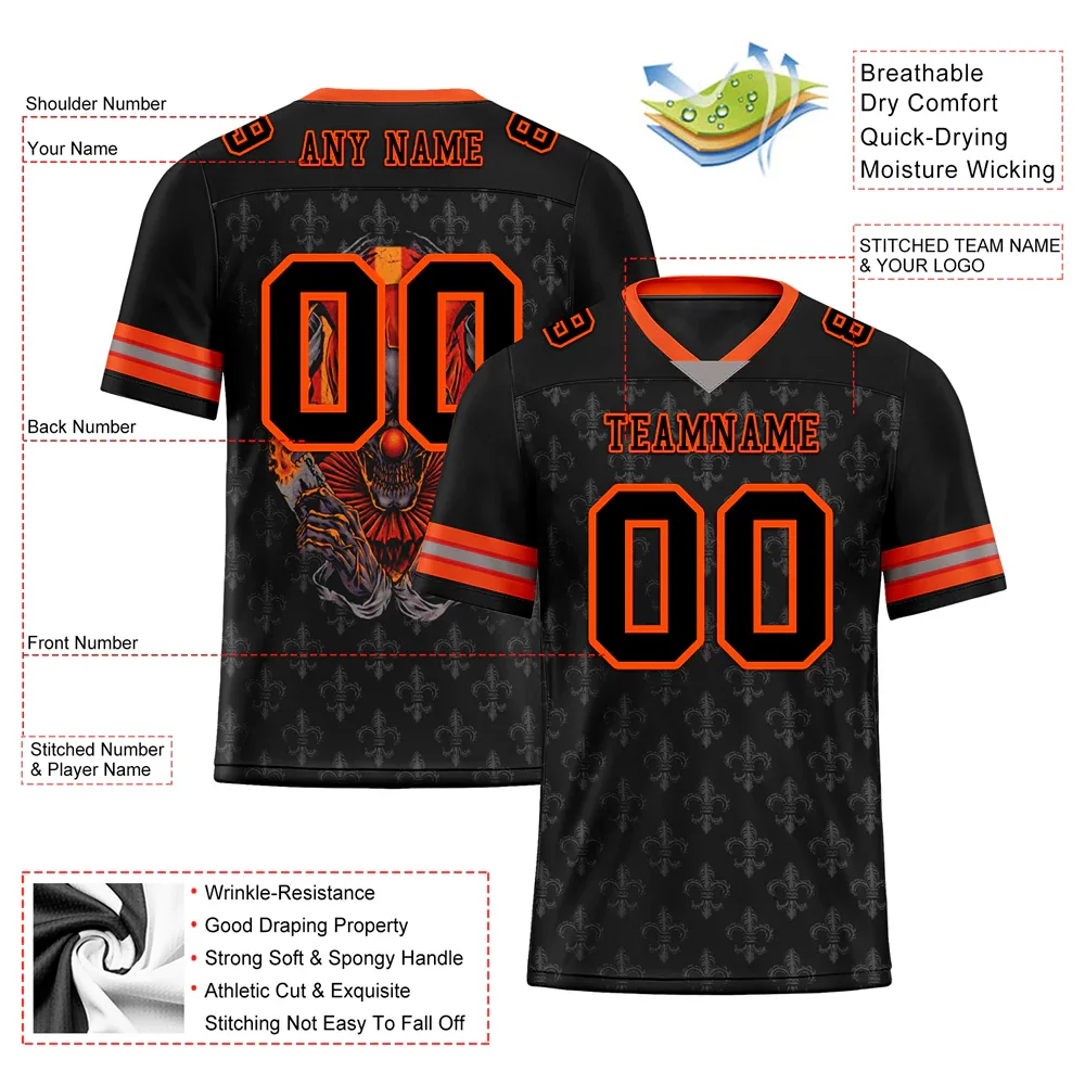 Custom Black Grey Skull Fashion Black Personalized Authentic Football Jersey FBJ02-bc0fbbd - Coolcustomize