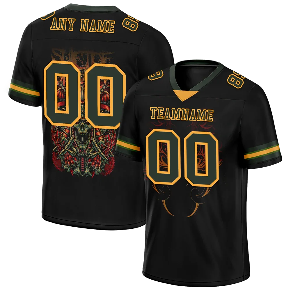 Custom Black Skull Fashion Green Personalized Authentic Football Jersey FBJ02-bc0fbbe - Coolcustomize