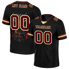 Custom Black Skull Fashion Brown Personalized Authentic Football Jersey FBJ02-bc0fbbf