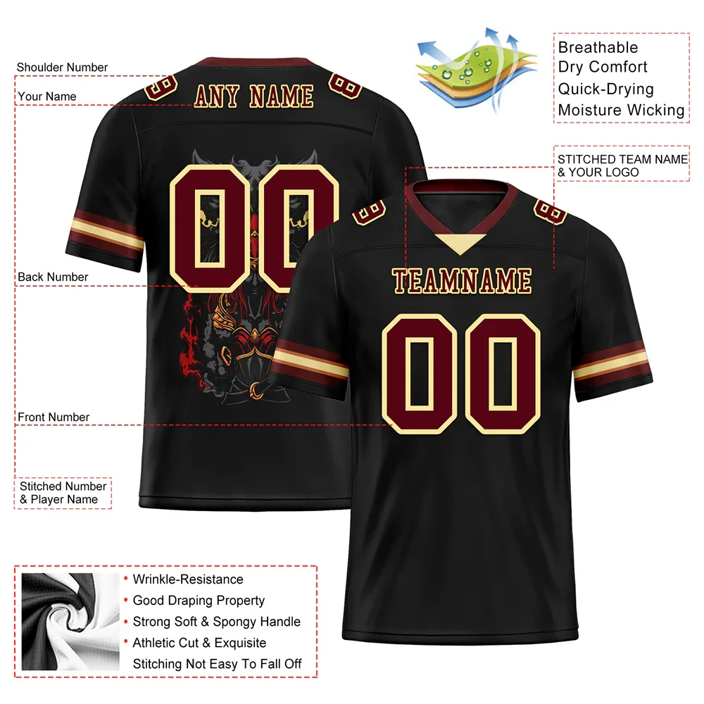 Custom Black Skull Fashion Brown Personalized Authentic Football Jersey FBJ02-bc0fbbf - Coolcustomize