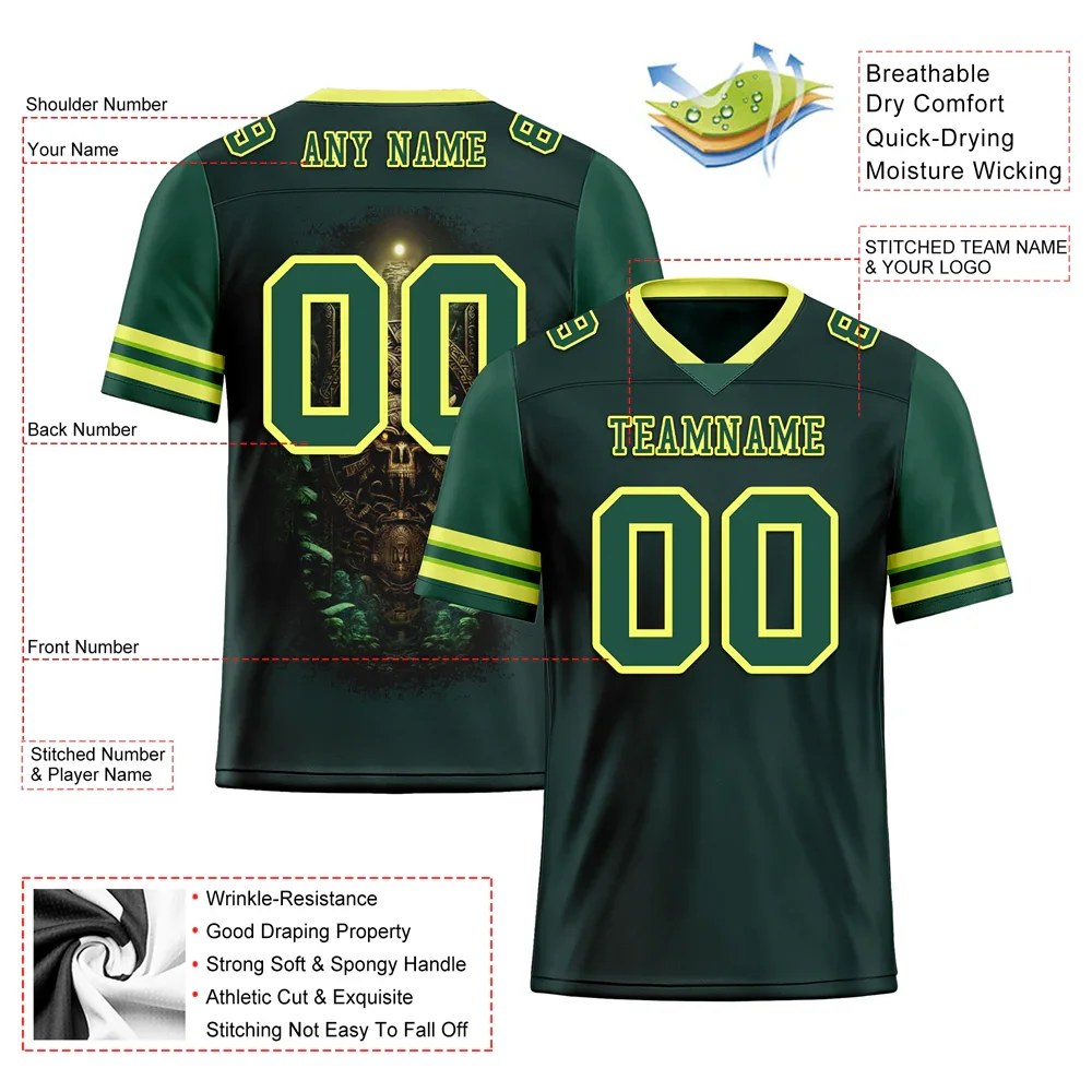 Custom Green Skull Fashion Green Personalized Authentic Football Jersey FBJ02-bc0fbb9 - Coolcustomize