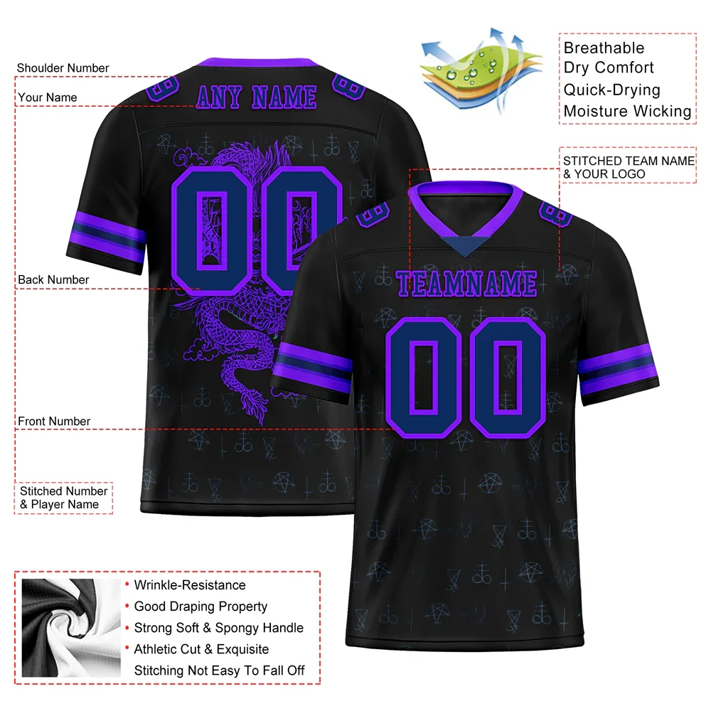Custom Black Skull Fashion Purple Personalized Authentic Football Jersey FBJ02-bc0fbc0 - Coolcustomize