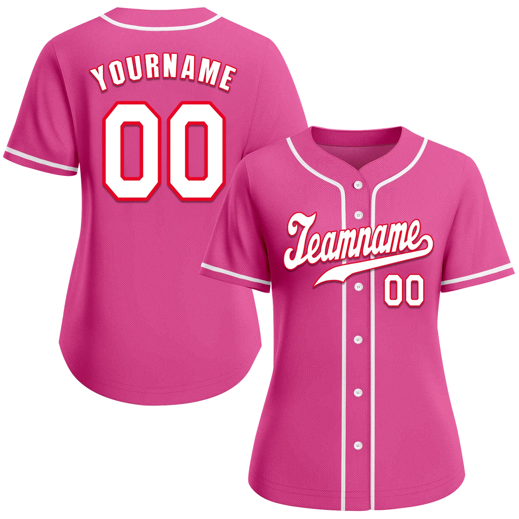 Custom Pink Classic Style White Authentic Baseball Jersey - Coolcustomize