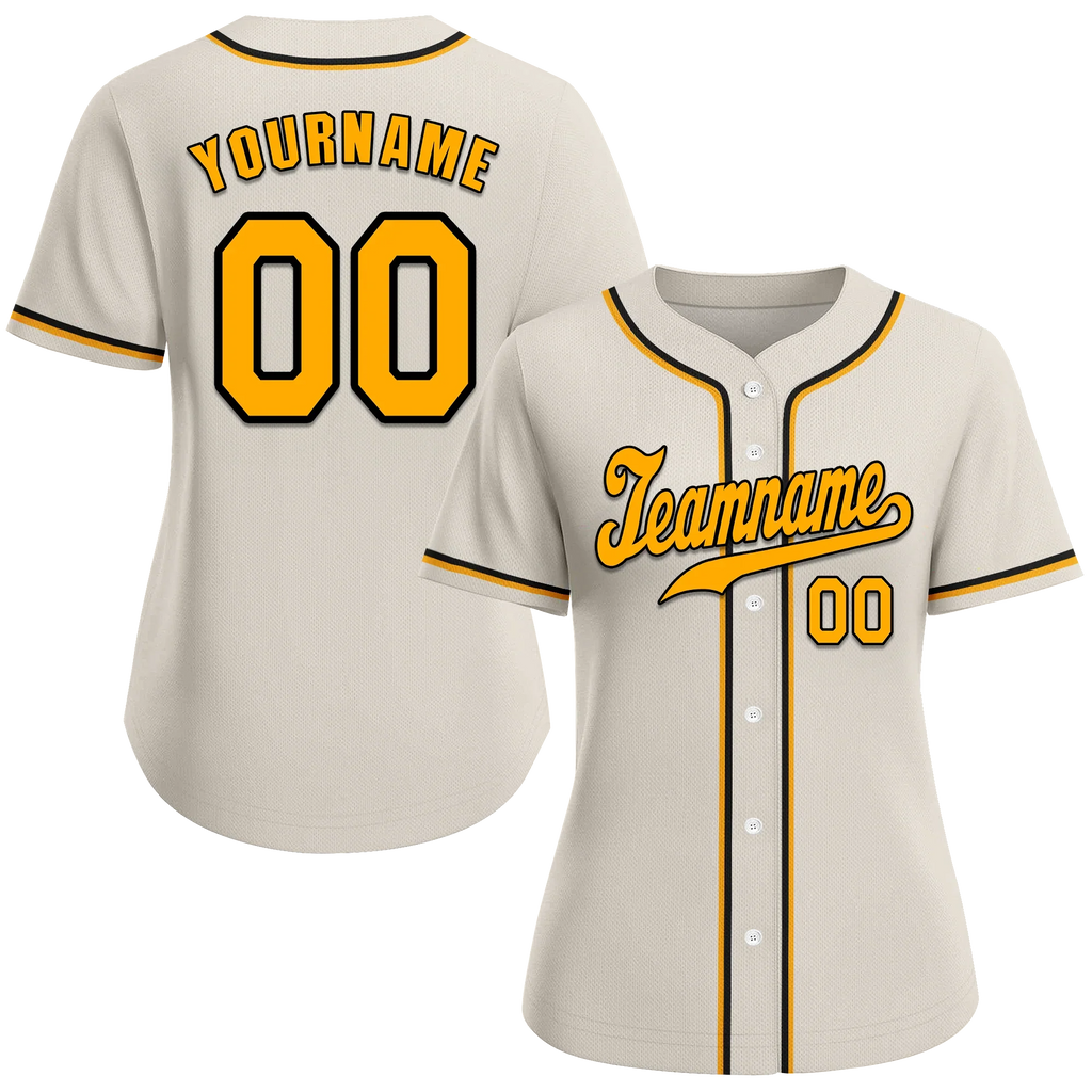 Custom Grey Classic Style Yellow Authentic Baseball Jersey - Coolcustomize