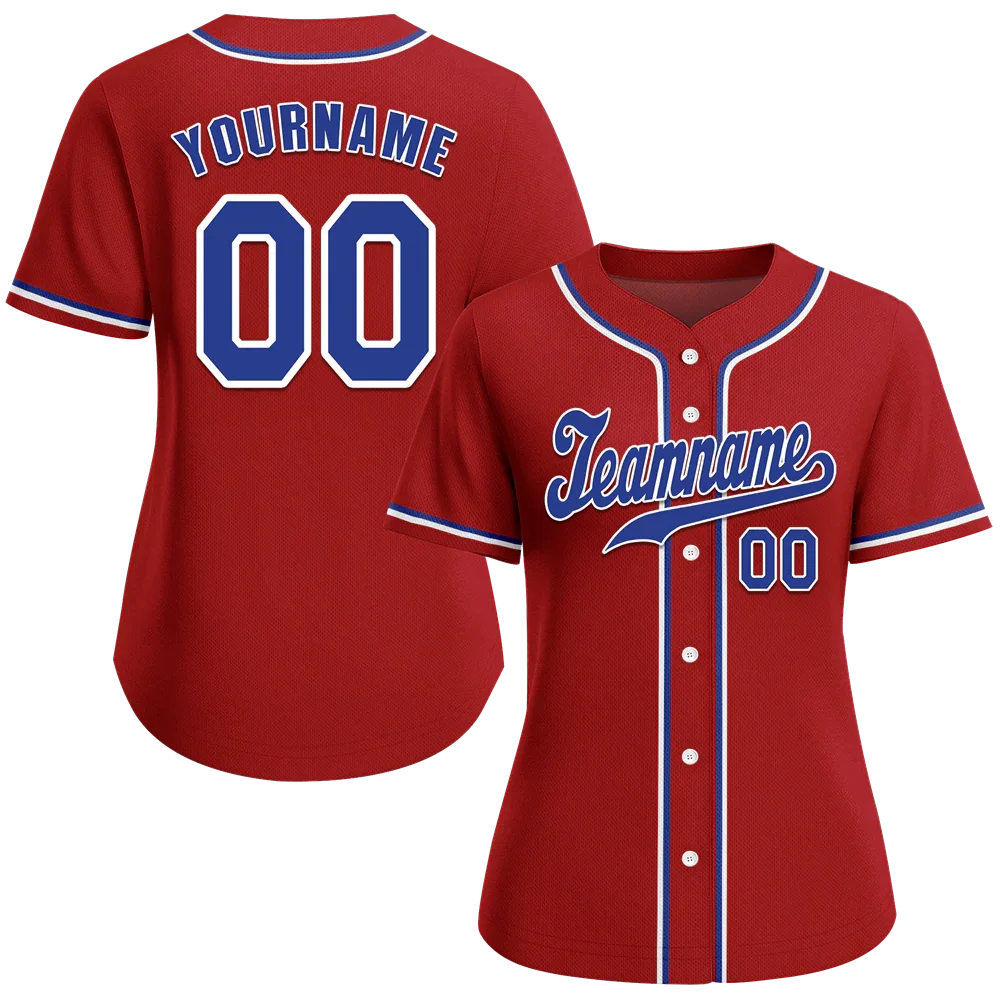 Custom Red Classic Style Blue Authentic Baseball Jersey - Coolcustomize