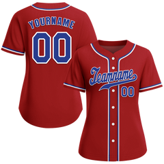 Custom Red Classic Style Blue Authentic Baseball Jersey