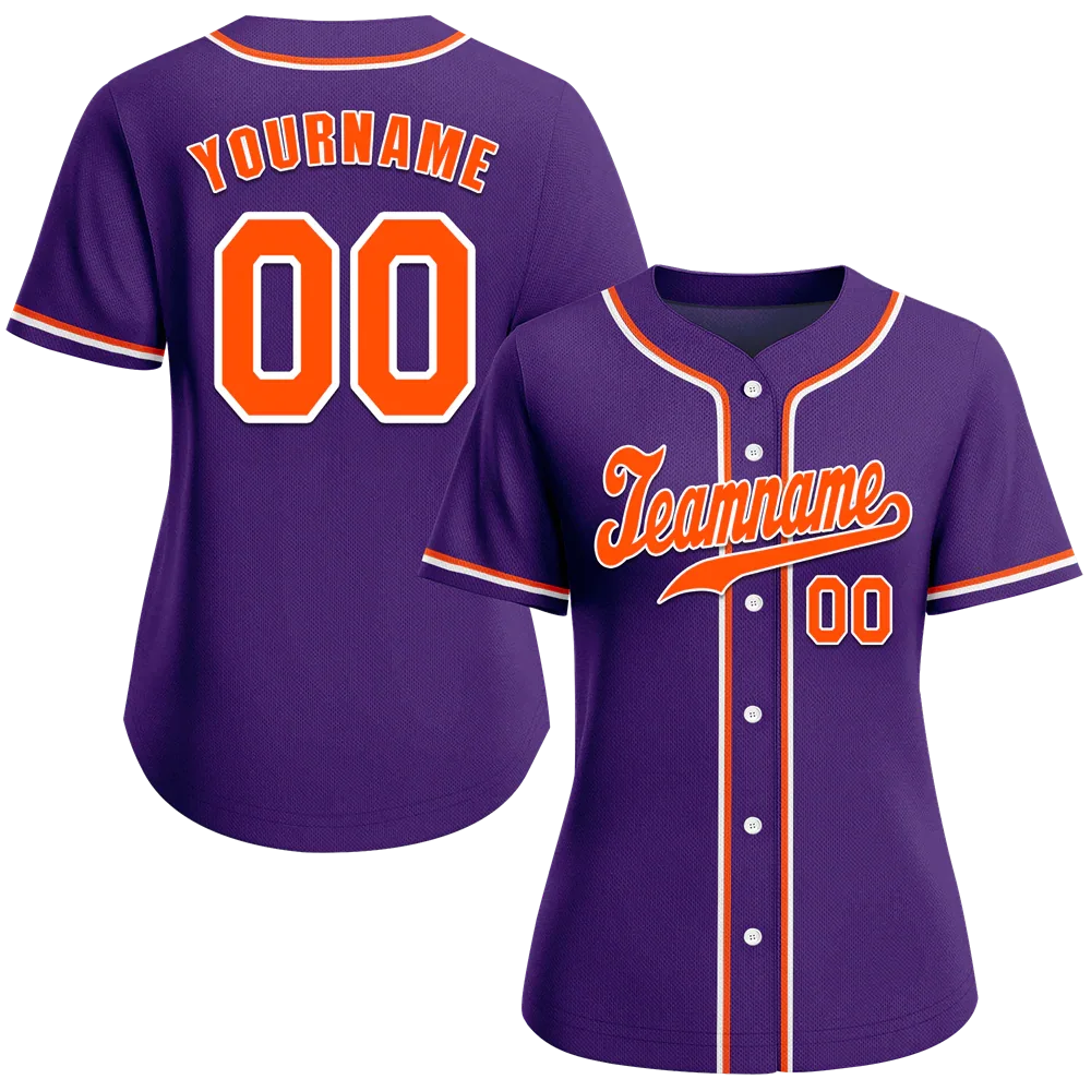 Custom Purple Classic Style Orange Authentic Baseball Jersey - Coolcustomize