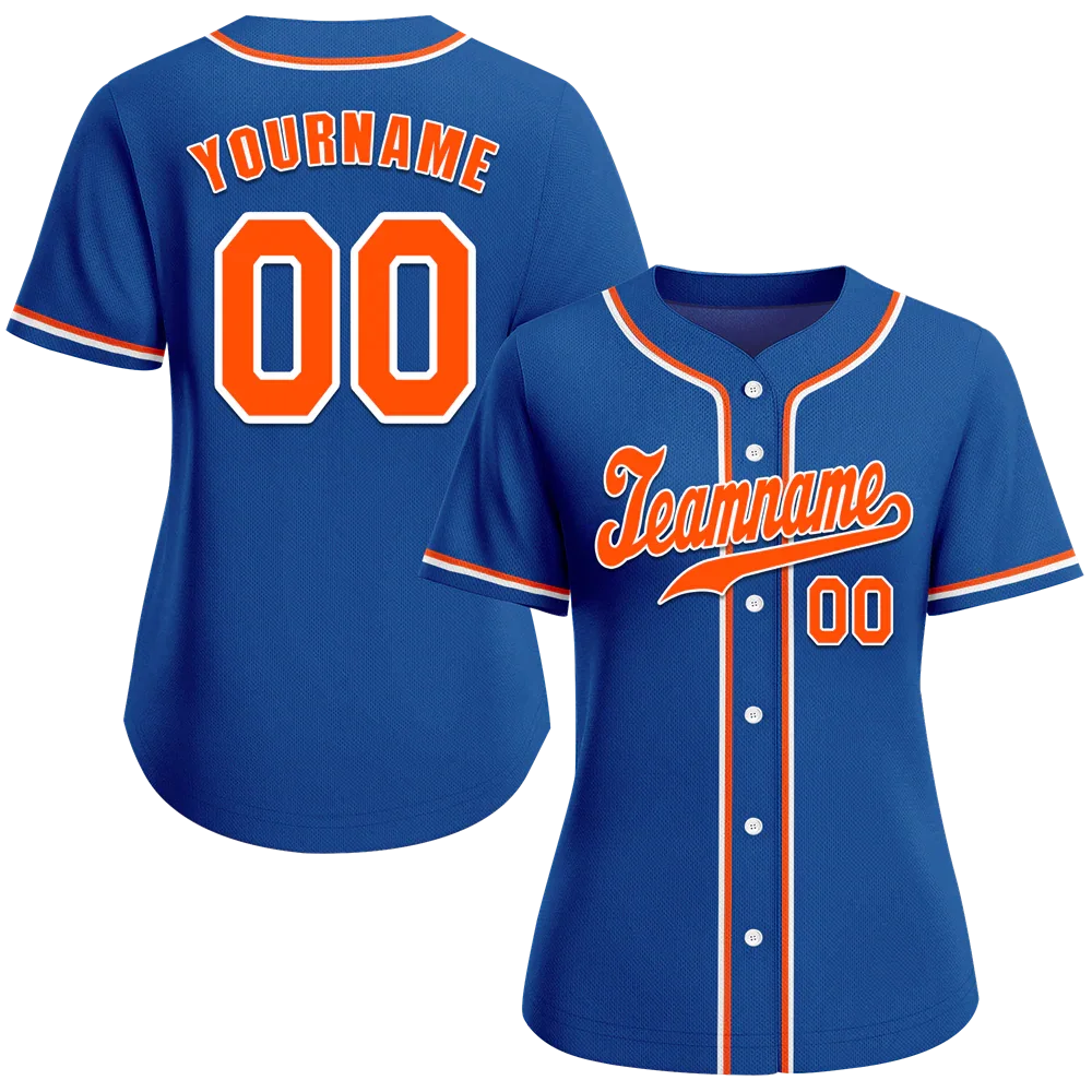 Custom Blue Classic Style Orange Authentic Baseball Jersey - Coolcustomize