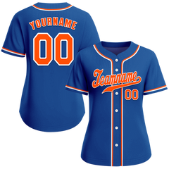 Custom Blue Classic Style Orange Authentic Baseball Jersey