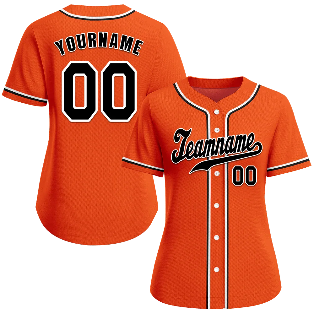 Custom Orange Classic Style Black Authentic Baseball Jersey - Coolcustomize