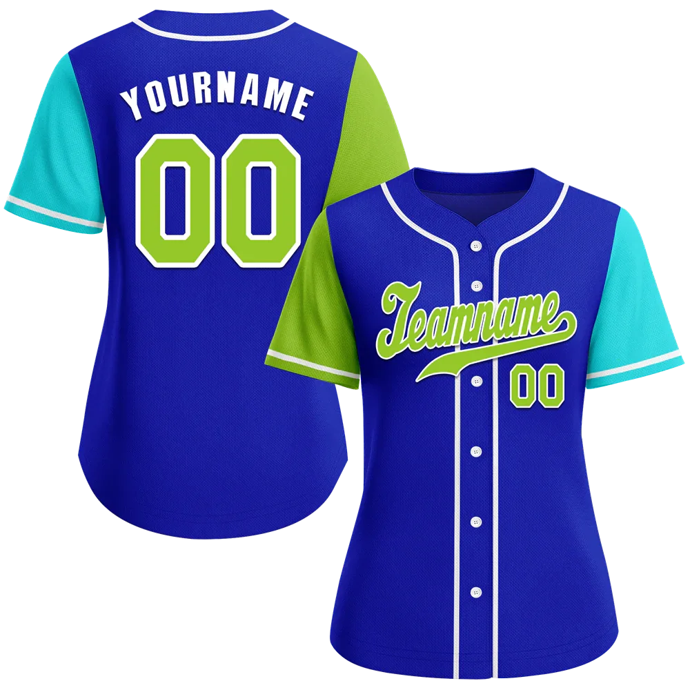 Custom Blue Two Tone Green Authentic Baseball Jersey - Coolcustomize