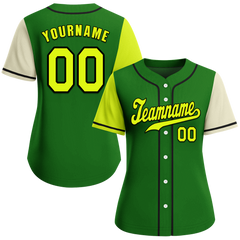 Custom Green Two Tone Yellow Authentic Baseball Jersey