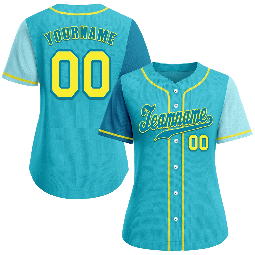 Custom Aqua Two Tone Blue Authentic Baseball Jersey - Coolcustomize
