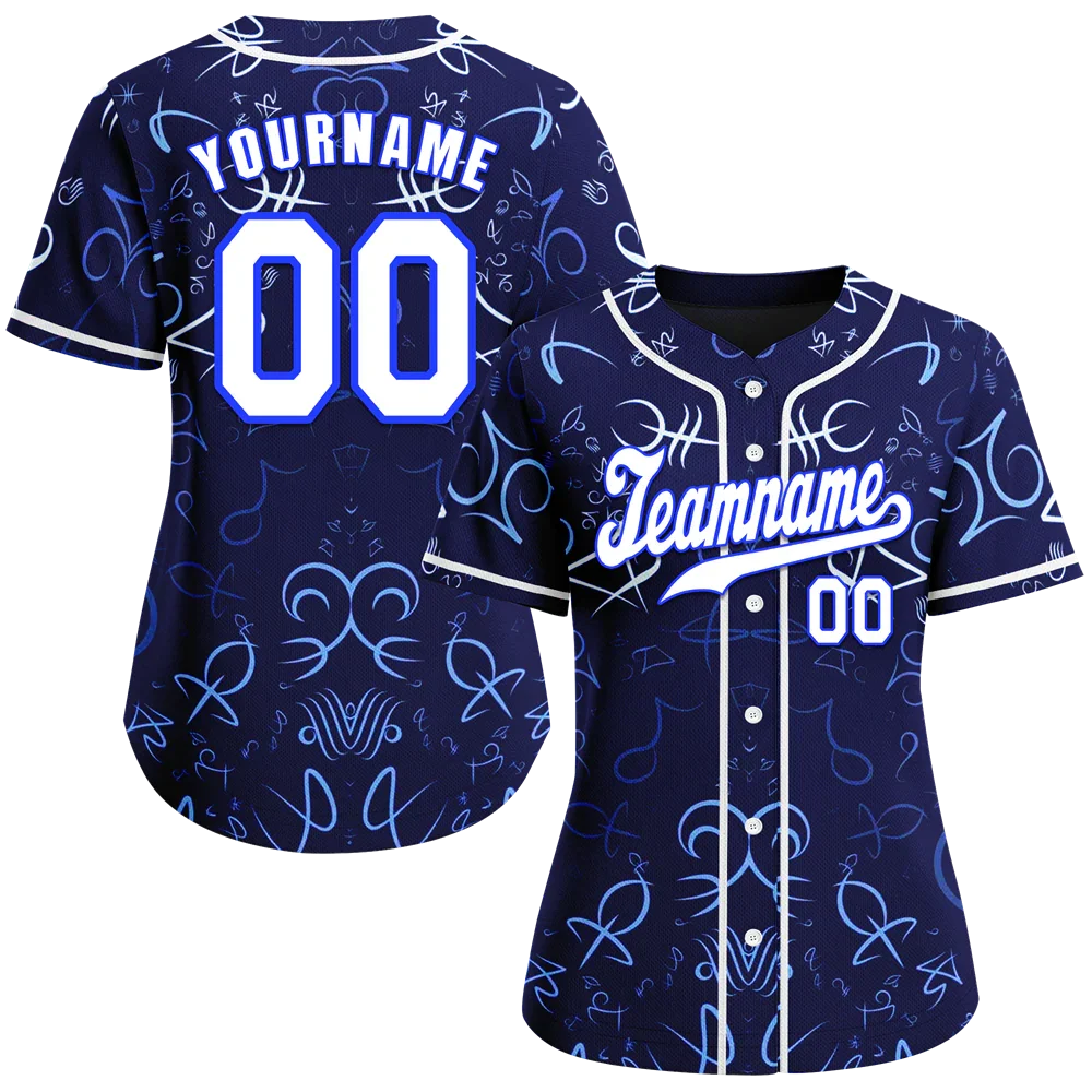 Custom Blue Graffiti Pattern White Authentic Baseball Jersey - Coolcustomize
