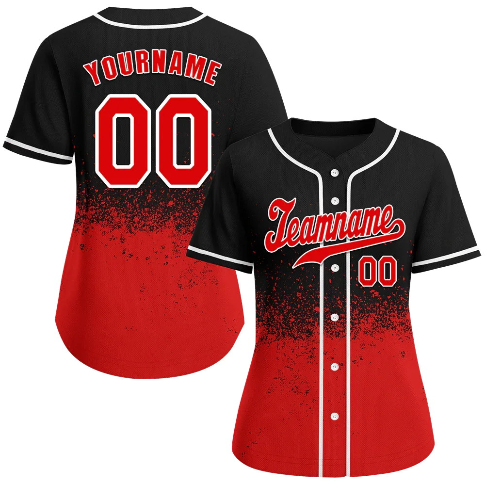 Custom Black Red Graffiti Pattern Red Authentic Baseball Jersey - Coolcustomize