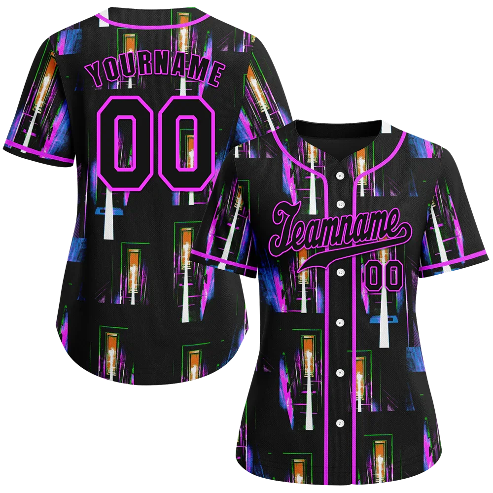 Custom Colorful Graffiti Pattern Black Authentic Baseball Jersey - Coolcustomize