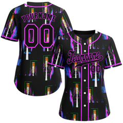 Custom Colorful Graffiti Pattern Black Authentic Baseball Jersey