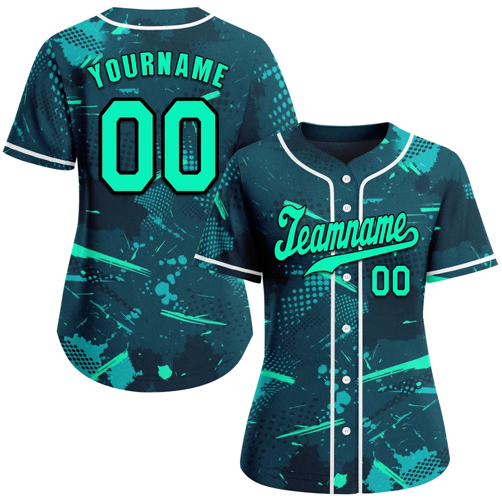Custom Green Graffiti Pattern Green Authentic Baseball Jersey - Coolcustomize
