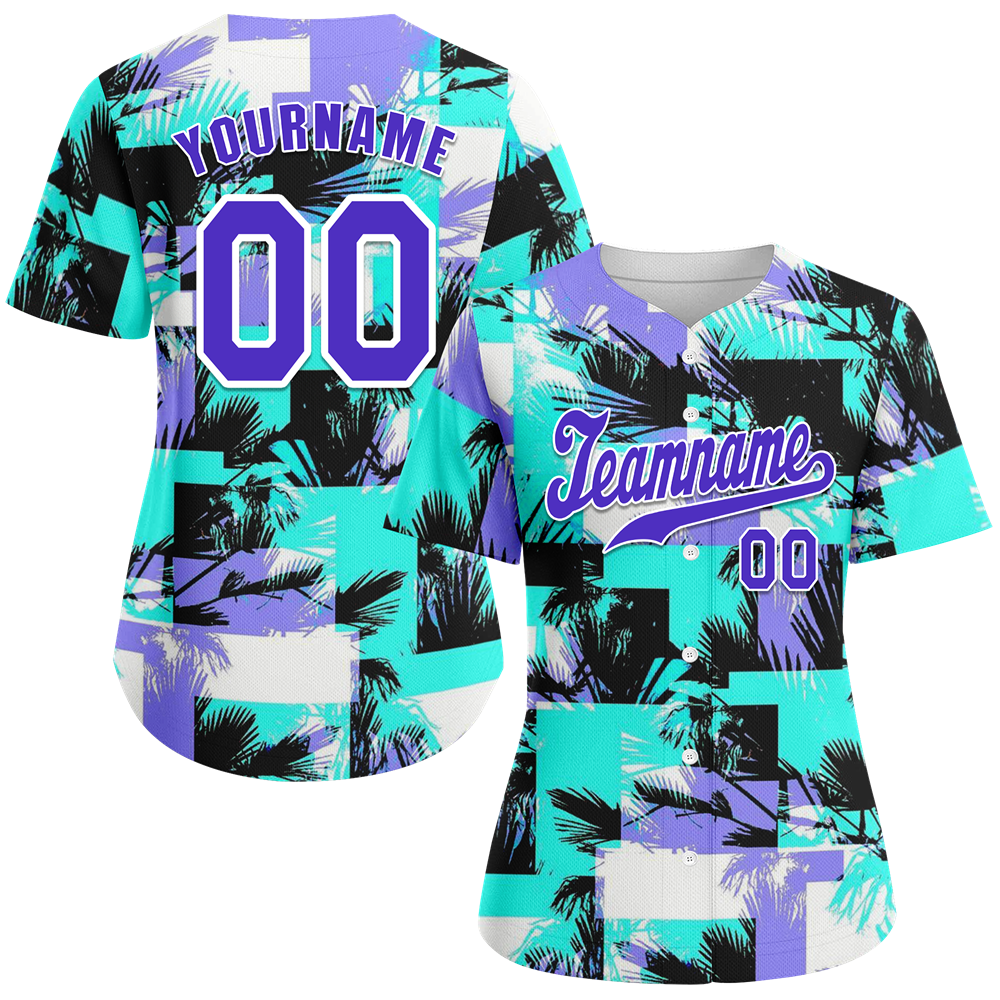 Custom Aqua Graffiti Pattern Blue Authentic Baseball Jersey