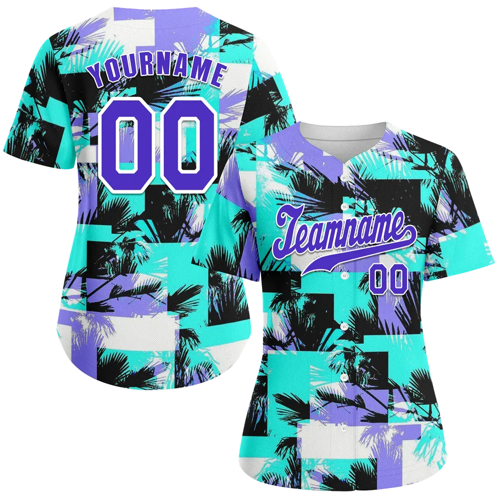 Custom Aqua Graffiti Pattern Blue Authentic Baseball Jersey - Coolcustomize