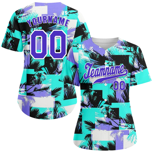 Custom Aqua Graffiti Pattern Blue Authentic Baseball Jersey - Coolcustomize