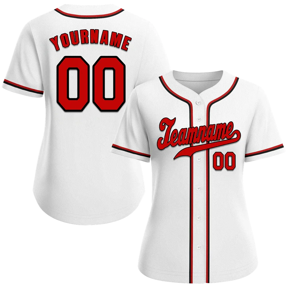 Custom White Classic Style Red Authentic Baseball Jersey - Coolcustomize