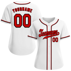 Custom White Classic Style Red Authentic Baseball Jersey